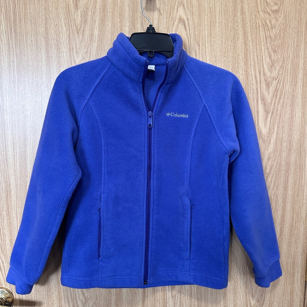 Columbia Blue/Purple Pockets Zip Up Fleece Sweater Jacket Girls M(10-12)